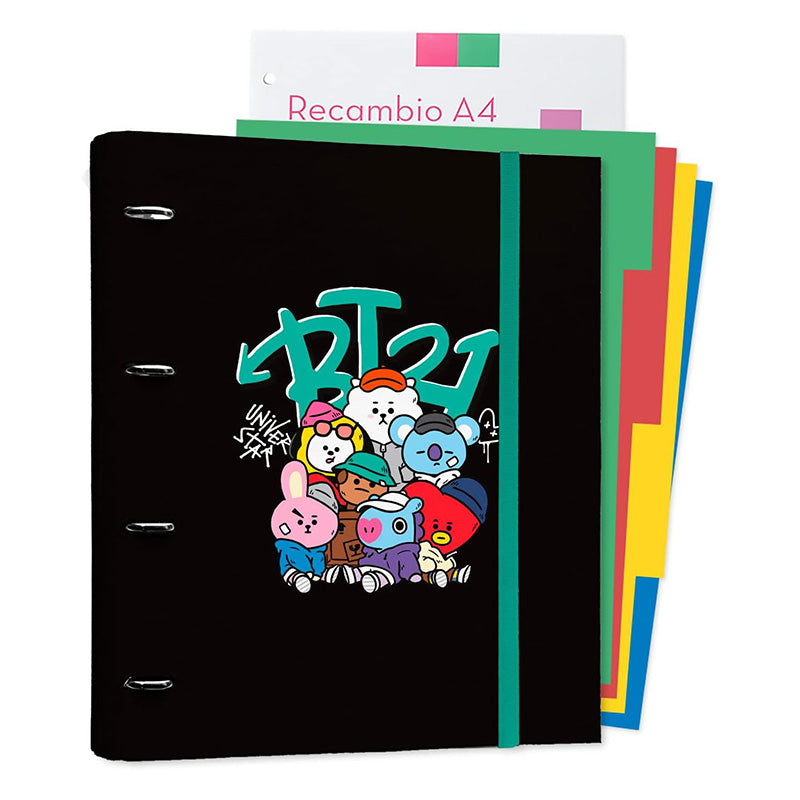 BT21 - Street Mood collectie A4-map met vellen (4 ringen, elastiek)