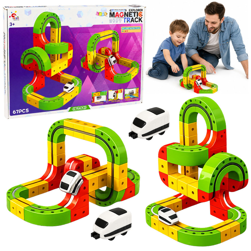 Magnetische rails met elektrische trein 3D creatieve bouwset 67 onderdelen