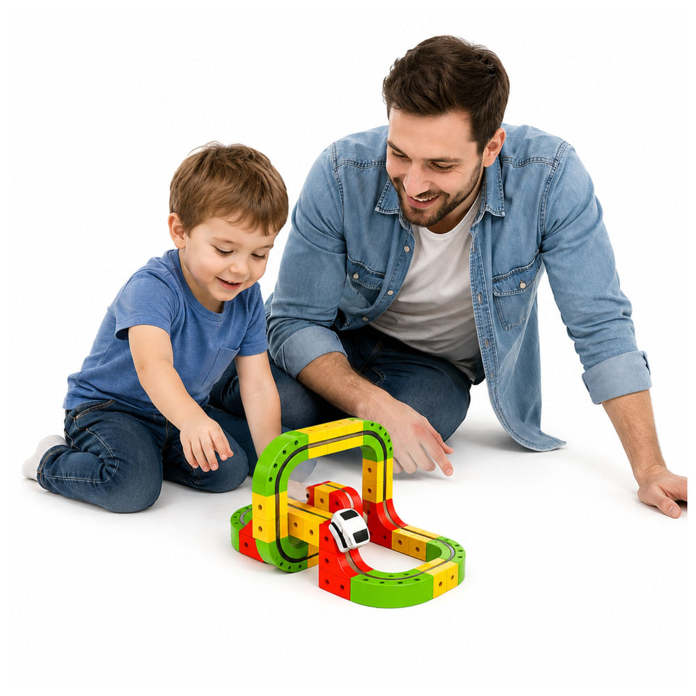 Magnetische rails met elektrische trein 3D creatieve bouwset 67 onderdelen.