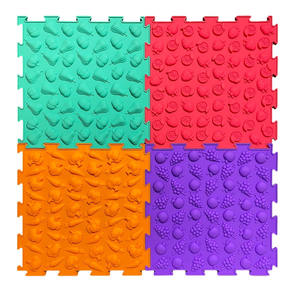 Zintuiglijk pad puzzeltegels verschillende texturen kleuren 24,5 cm 10 stuks.