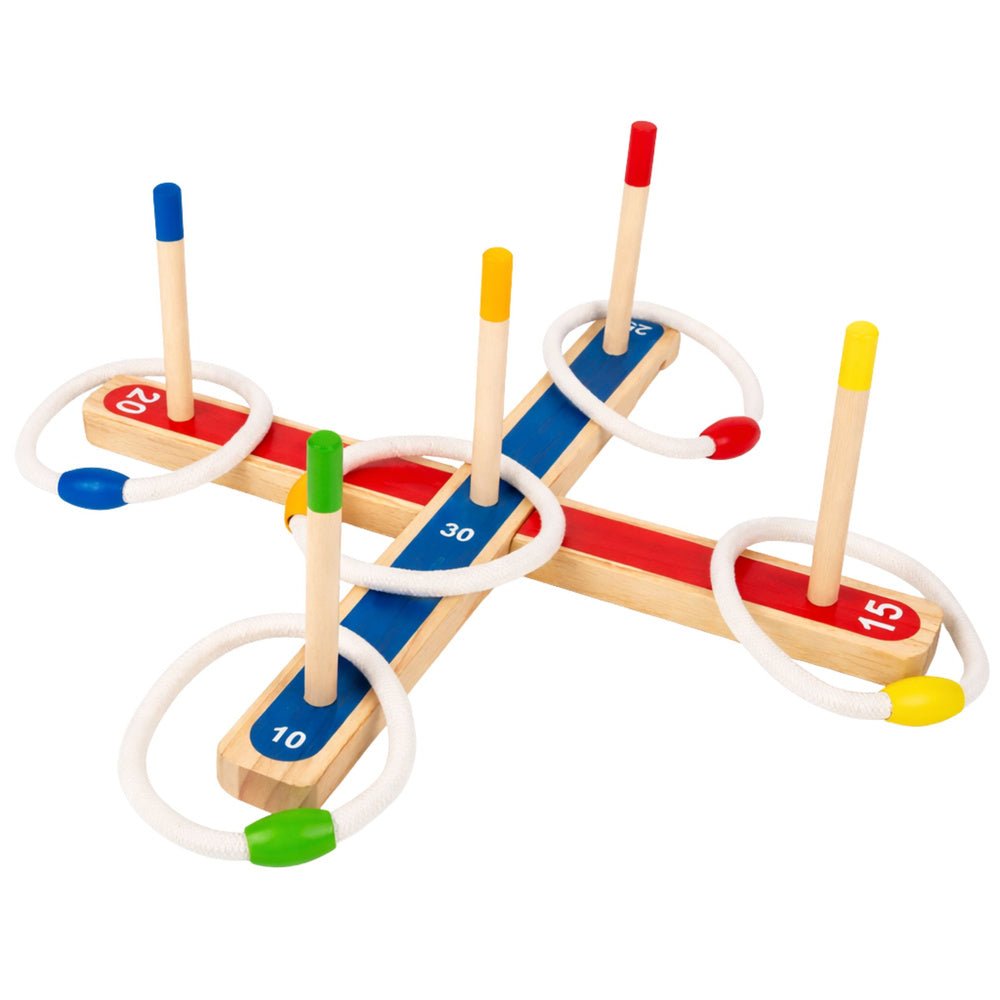 Behendigheidsspel met houten ringen, familiespel met puntentelling (2)