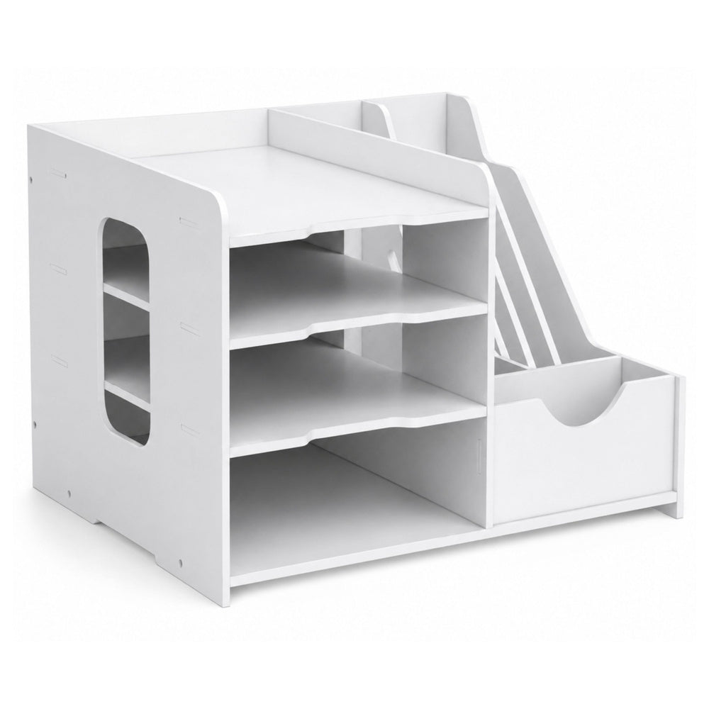 Houten bureau-organizer voor ordners en documenten wit (2)