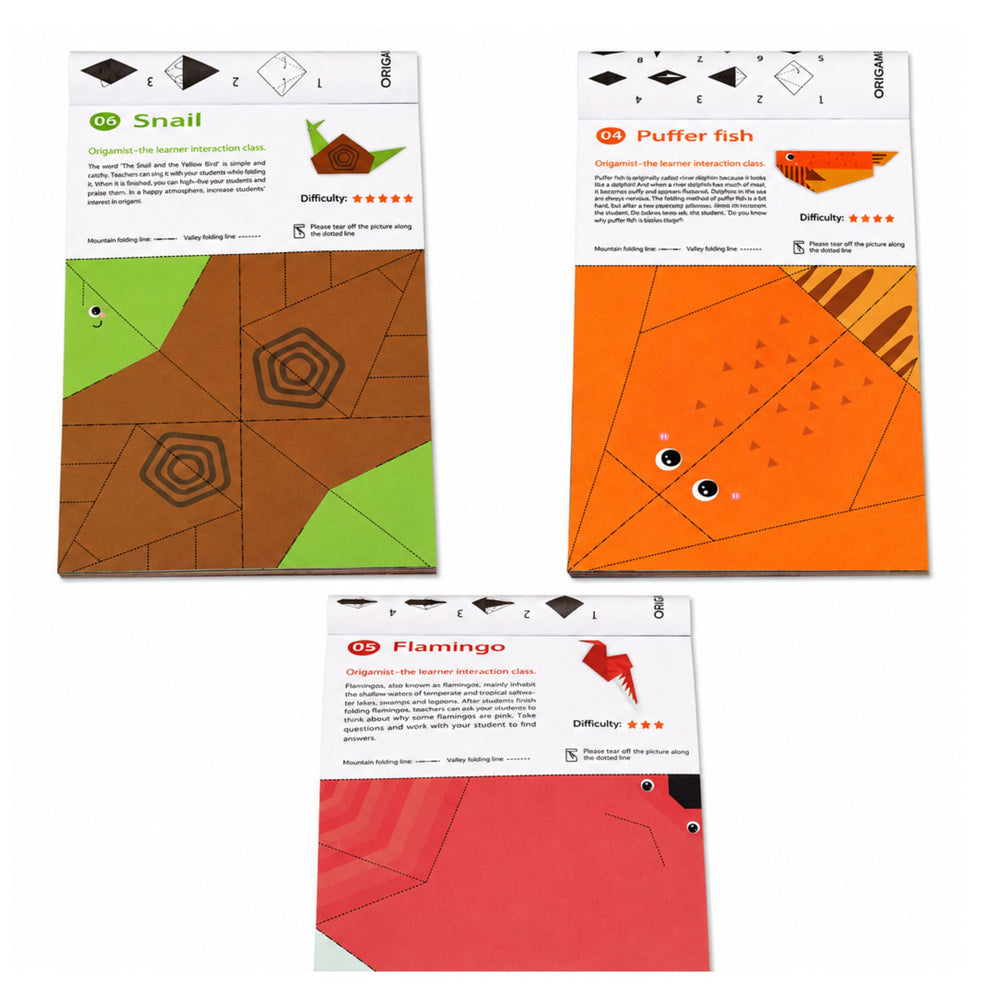 Kleurrijk origami-notitieboek voor kinderen, dierenthema's, moeilijkheidsgraden, 30 vellen (2)