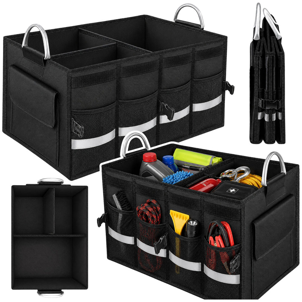 Grote, opvouwbare kofferbakorganizer voor in de auto, zwart, 50 l