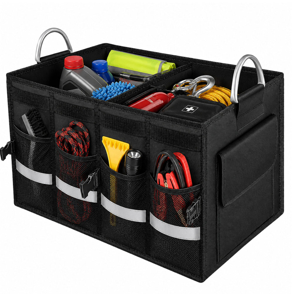 Grote, opvouwbare kofferbakorganizer voor in de auto, zwart, 50 l (2)