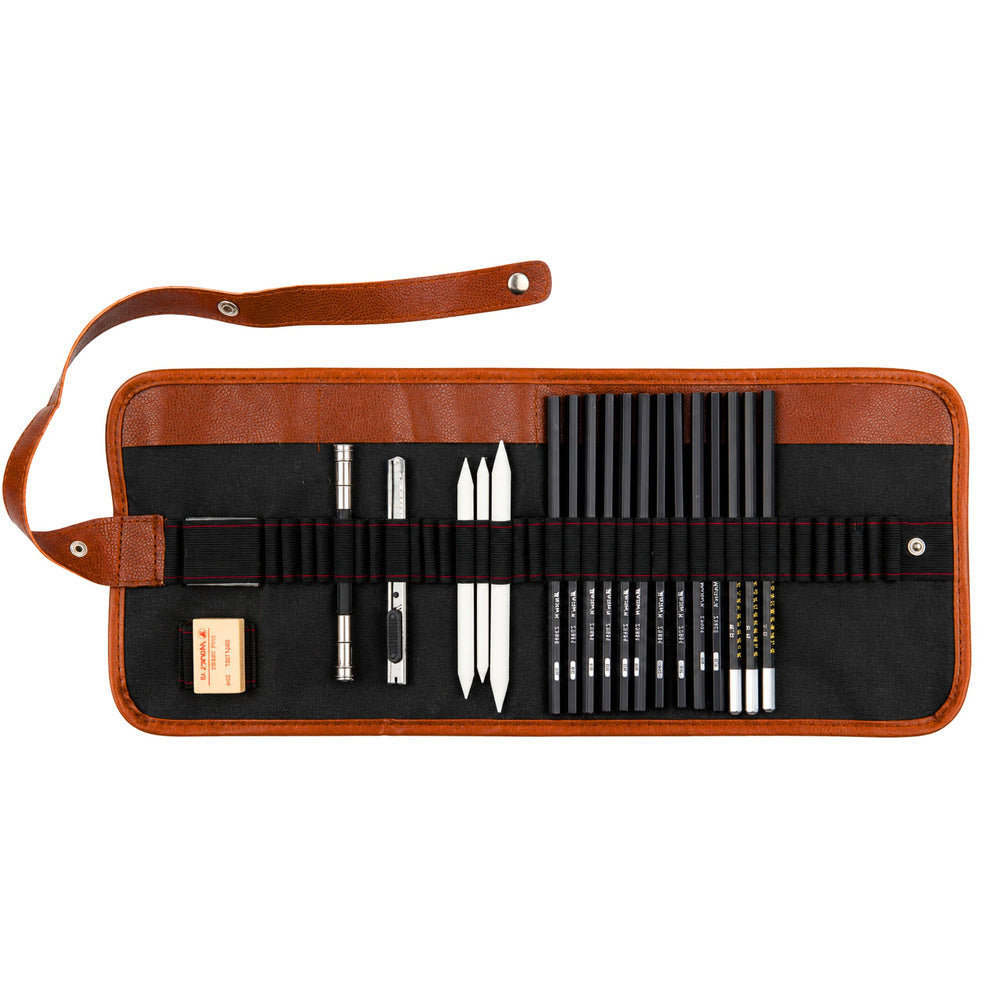 Professionele schetsset, tekenpotloden, accessoires, etui, 31-delig.