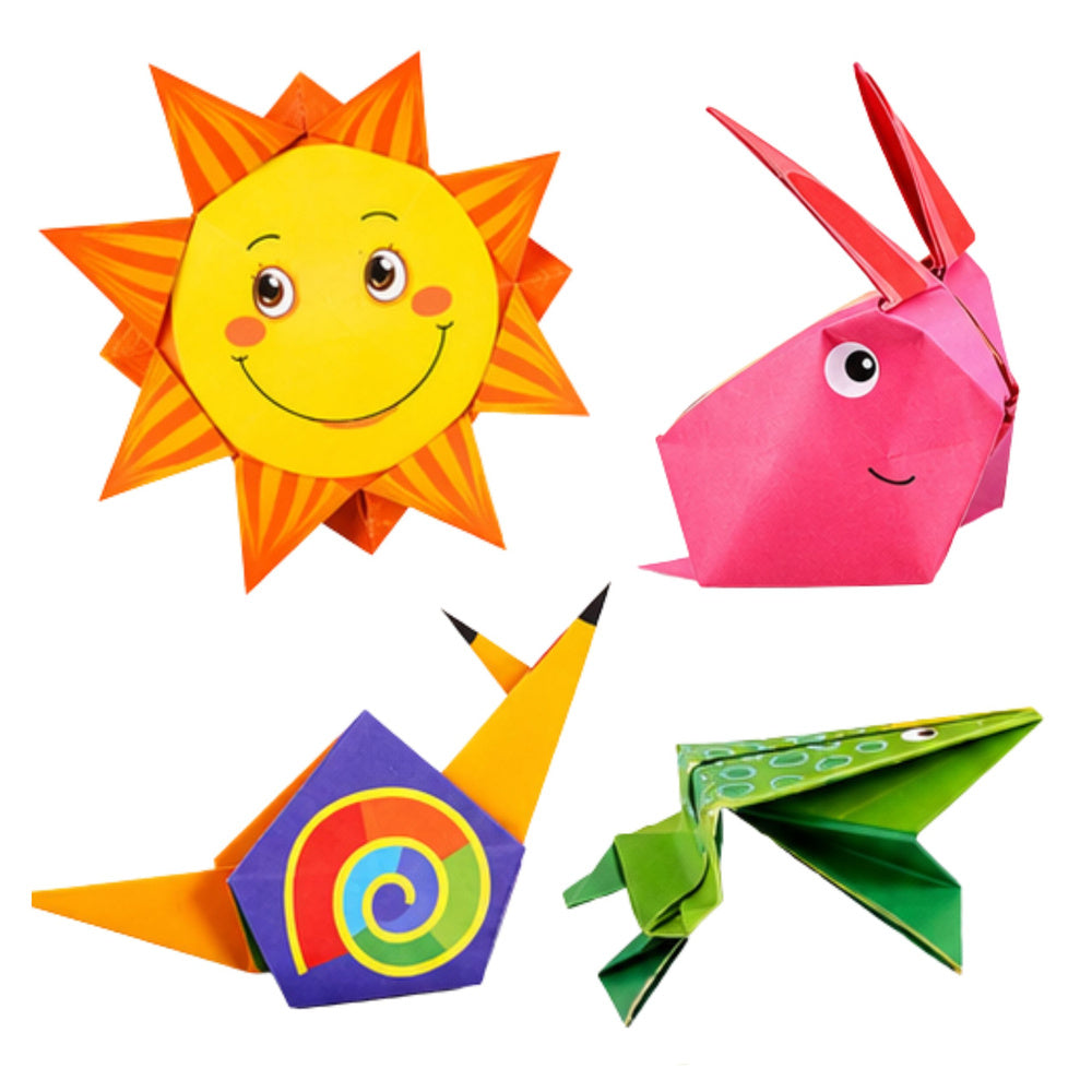 Origami-set, gekleurd papier, instructieboekje, 100 vel