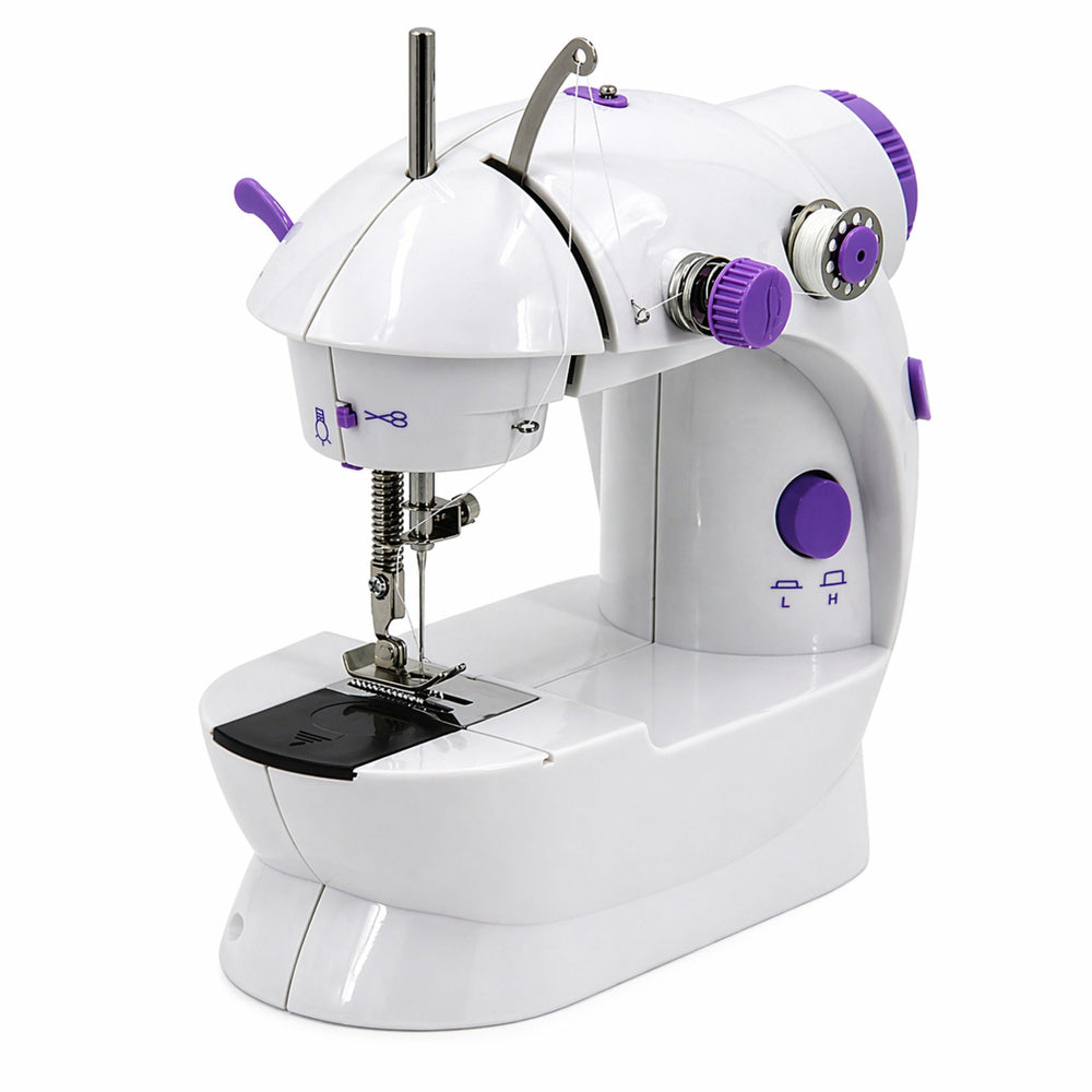 Mini-naaimachine met ledlicht, draagbaar, 2 standen, accessoires, voetpedaal