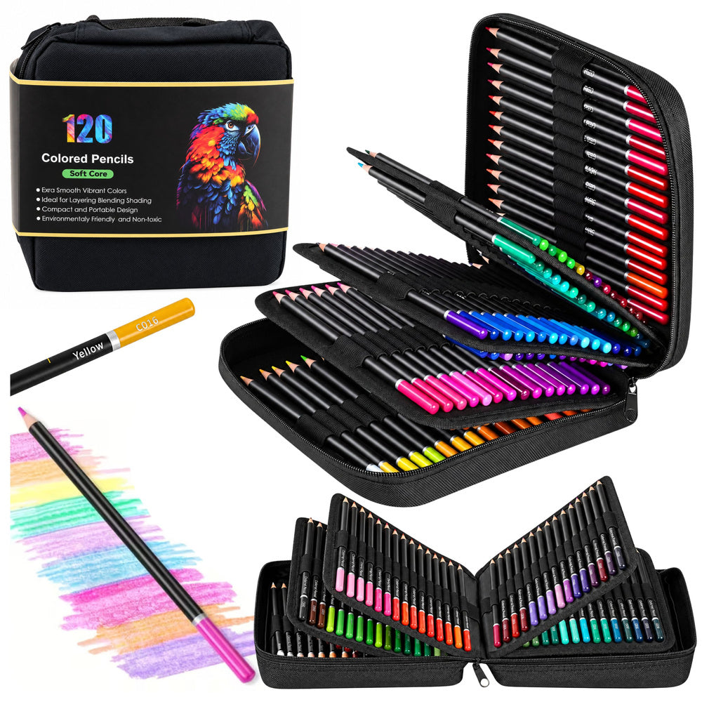 Set met potloden in etui, 2 schetsboeken, 120 stuks.