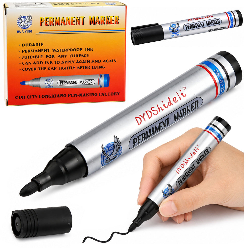 Zwarte marker, watervast, permanent, beitelpunt