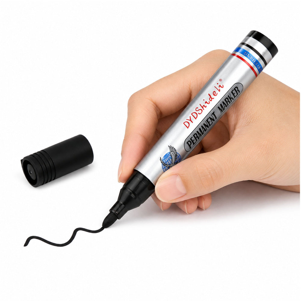 Zwarte marker, watervast, permanent, beitelpunt (2)