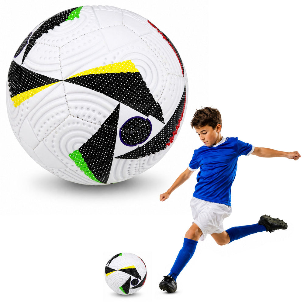 Trainingsvoetbal voor grasvelden, wit, patroon, 22 cm, maat 5