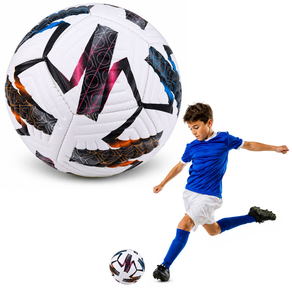 Trainingsvoetbal voor grasvelden, wit, met patroon, 22 cm, maat 5