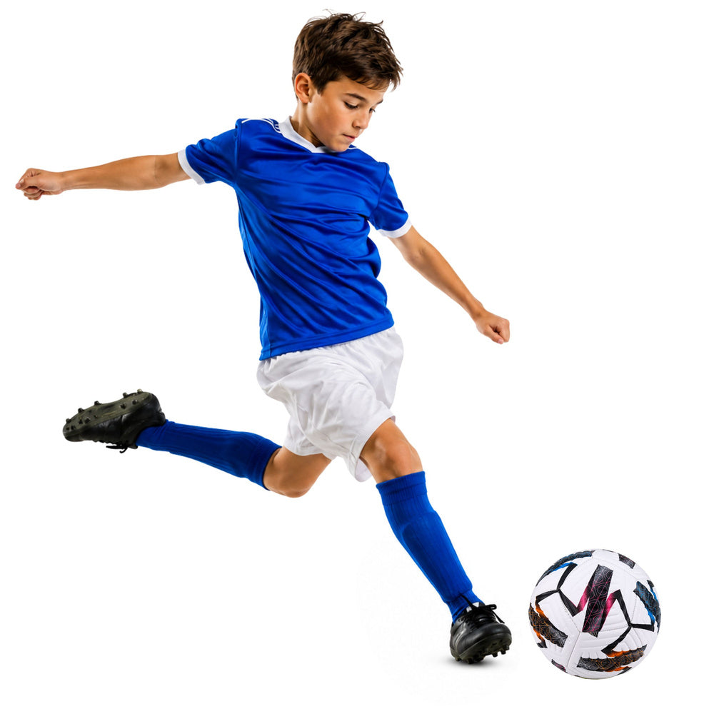 Trainingsvoetbal voor grasvelden, wit, met patroon, 22 cm, maat 5 (2)