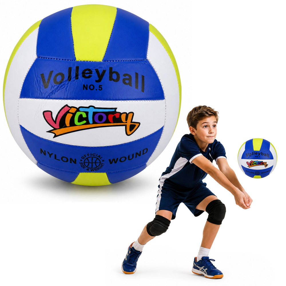 Volleybal-trainingsbal, springbal, geel, wit, blauw, 22 cm, maat 5