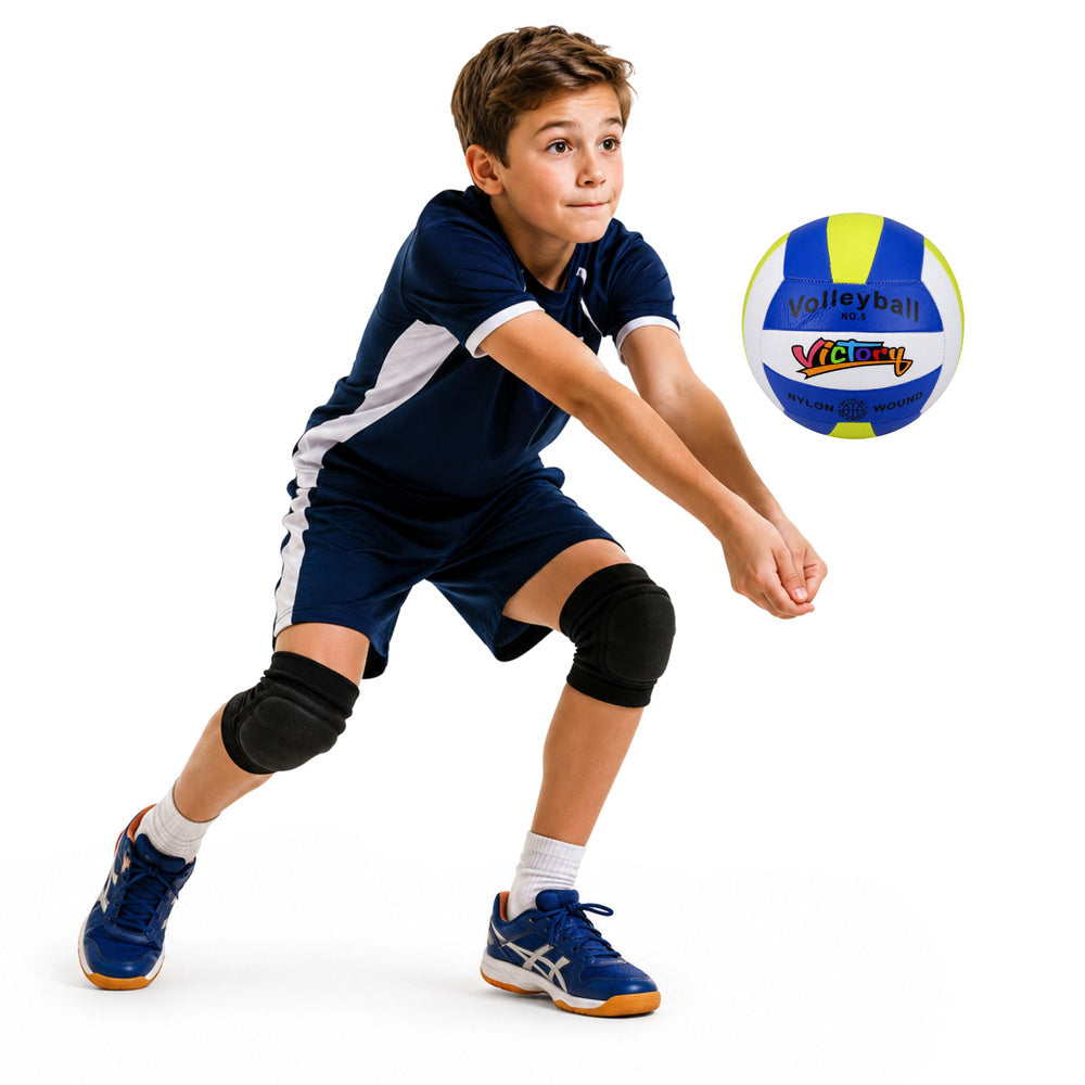 Volleybal-trainingsbal, springbal, geel, wit, blauw, 22 cm, maat 5 (2)