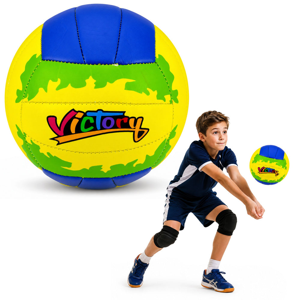 Volleybaltrainingsbal, geel en blauw, 22 cm, maat 5