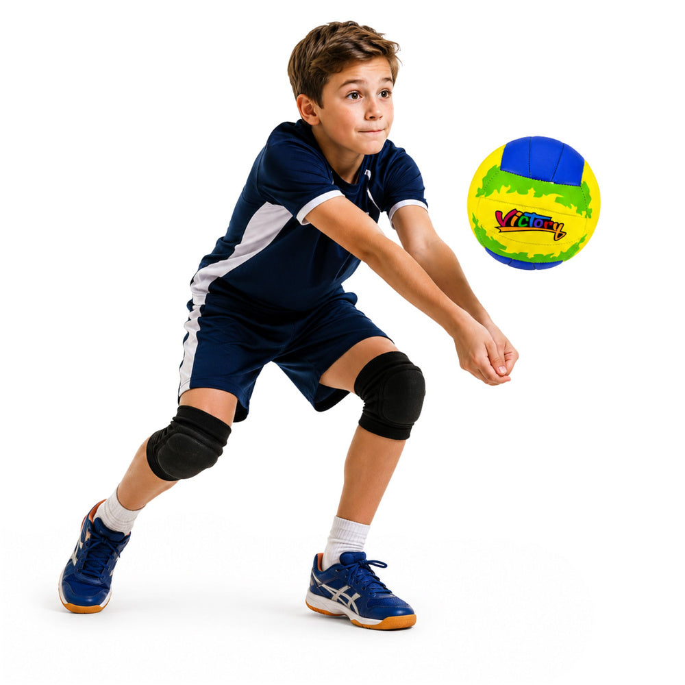 Volleybaltrainingsbal, geel en blauw, 22 cm, maat 5 (2)