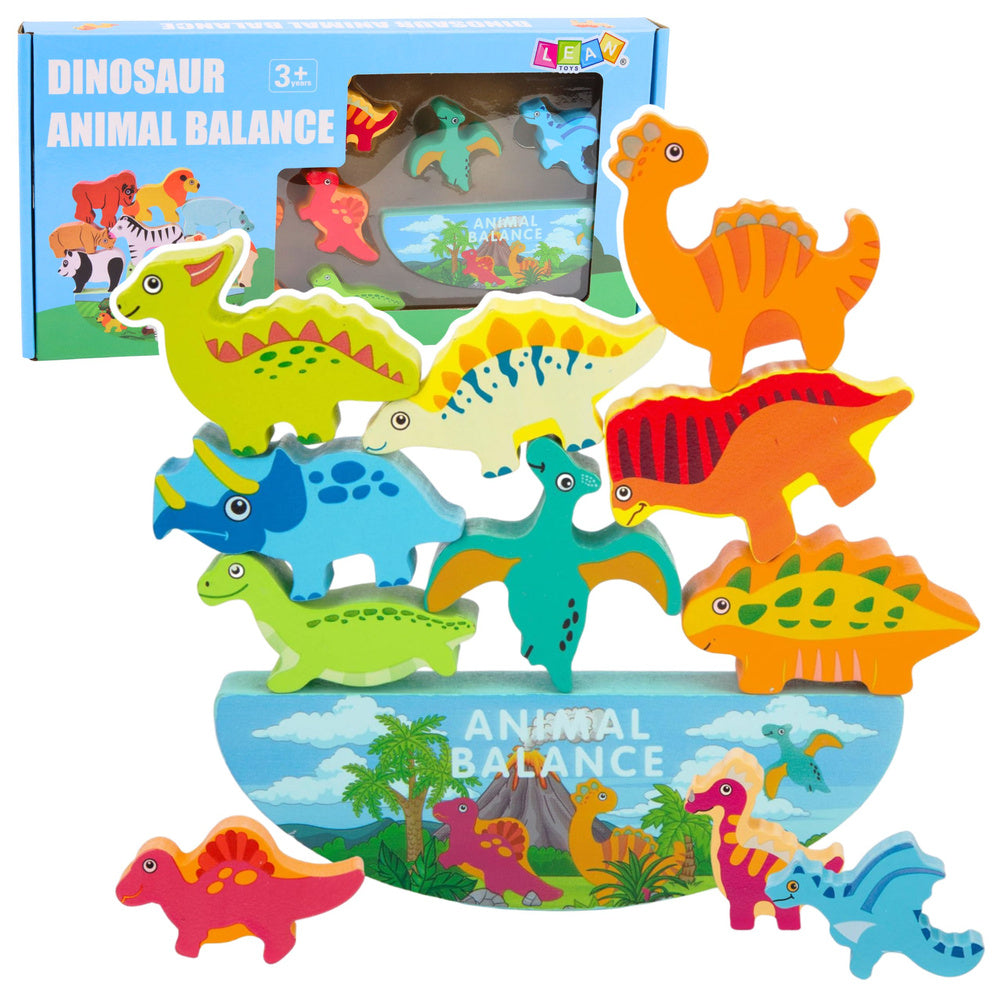 Dinosaurus-toren-balansspel, houten behendigheids-blokkenpuzzel, 12-delig