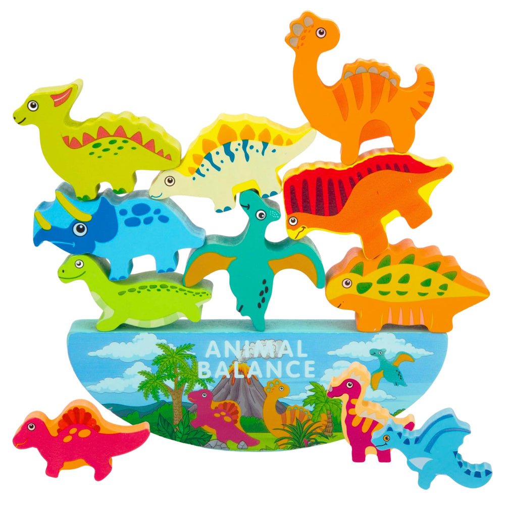 Dinosaurus-toren-balansspel, houten behendigheids-blokkenpuzzel, 12-delig (2)