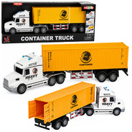Vrachtwagen met container, deuren kunnen open, met licht en geluid, geel, 54 cm