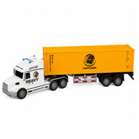 Vrachtwagen met container, deuren kunnen open, met licht en geluid, geel, 54 cm (2)