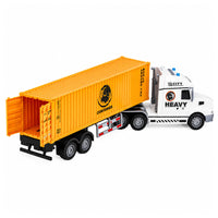 Vrachtwagen met container, deuren kunnen open, met licht en geluid, geel, 54 cm (4)