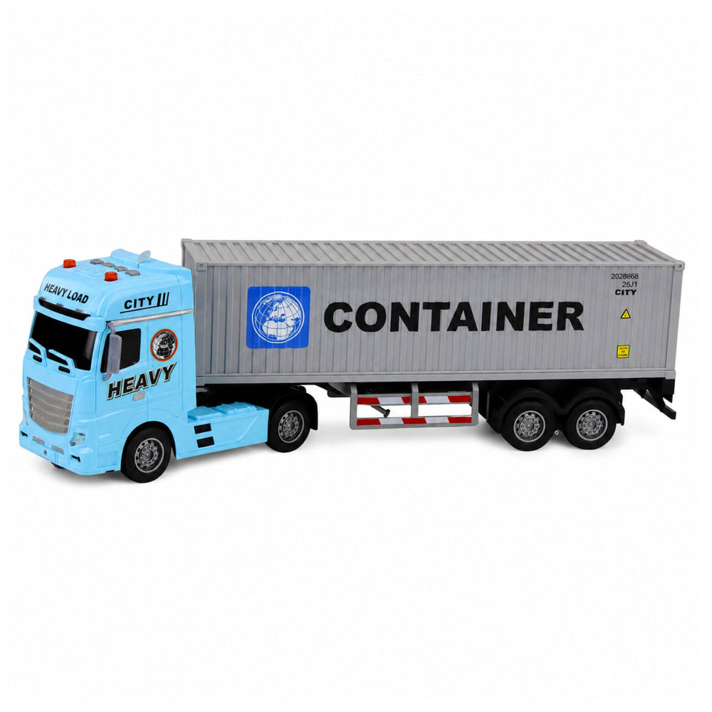 Vrachtwagen met container, deuren kunnen open, met licht en geluid, blauw, 54 cm (2)