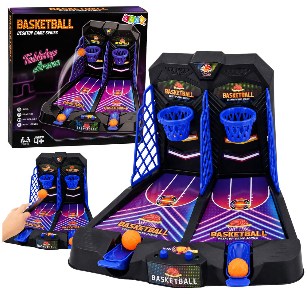 Mini-tafelbasketbal-duel-behendigheidsspel voor 2 spelers (puntentelling)