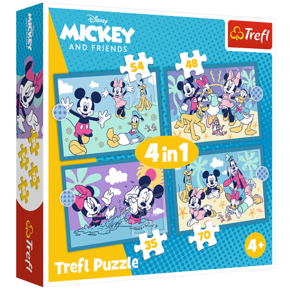 Puzzel - 4-in-1 – Leuke avonturen van Mickey Mouse – Trefl 34669