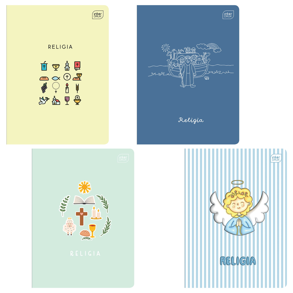 INTERDRUK A5 schrift voor godsdienst ruitjes 32 vel met decoratieve pagina's diverse motieven