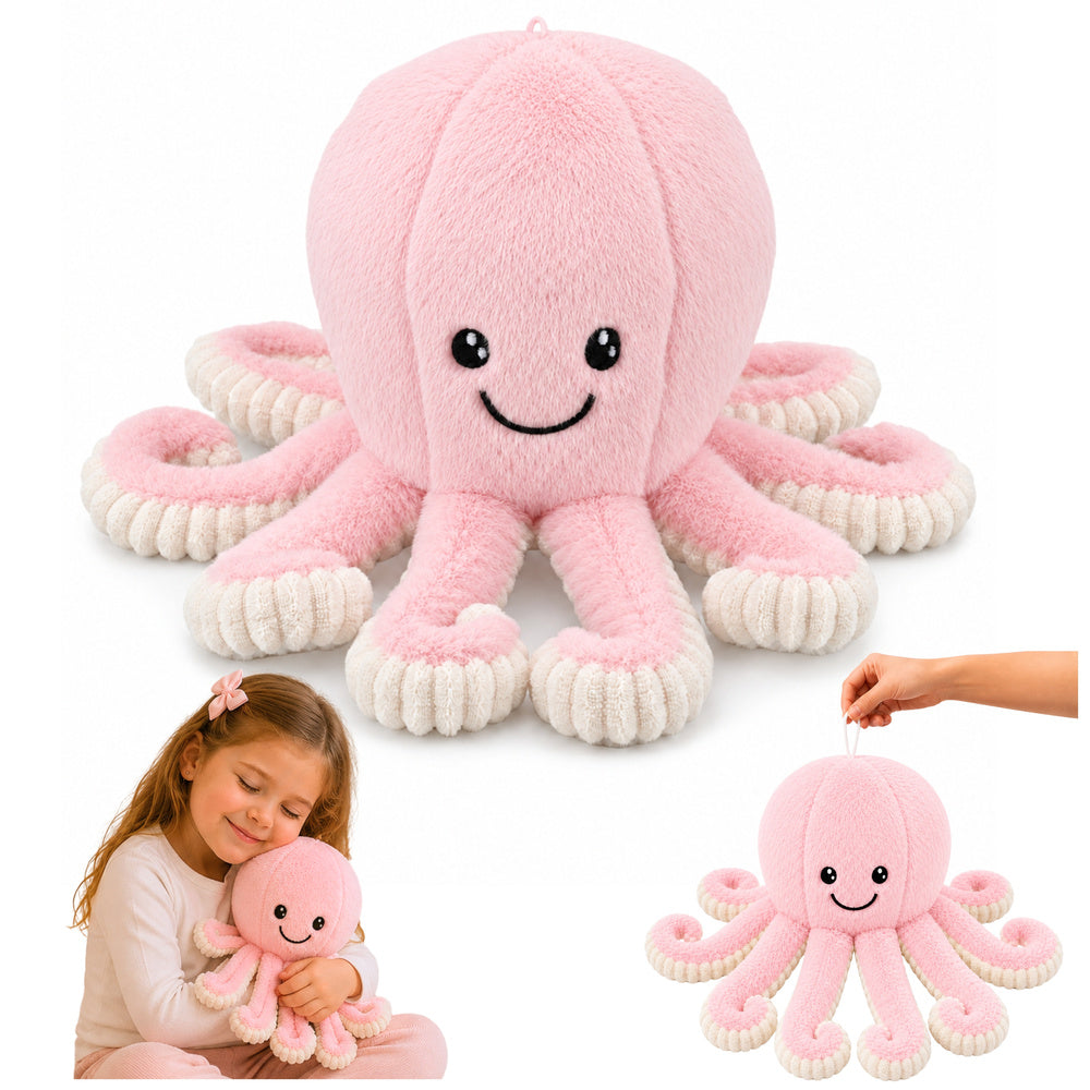 Pluche octopus, knuffeldier met elastische tentakels, roze, 50 cm