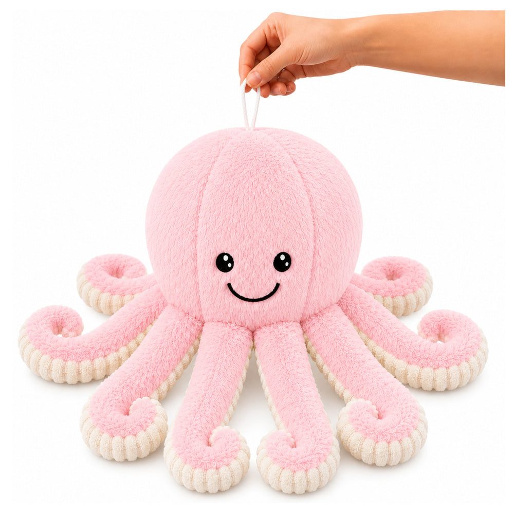 Pluche octopus, knuffeldier met elastische tentakels, roze, 50 cm (3)