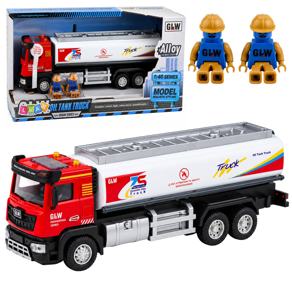 Tankwagen met metalen aandrijving, lichten en geluiden (rood en wit), schaal 1:40