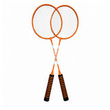 Badmintonset, rackets, shuttlecockkoker, oranje (2)