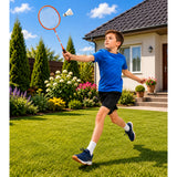 Badmintonset, rackets, shuttlecockkoker, oranje (4)
