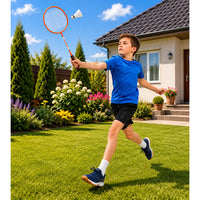 Badmintonset, rackets, shuttlecockkoker, oranje (4)