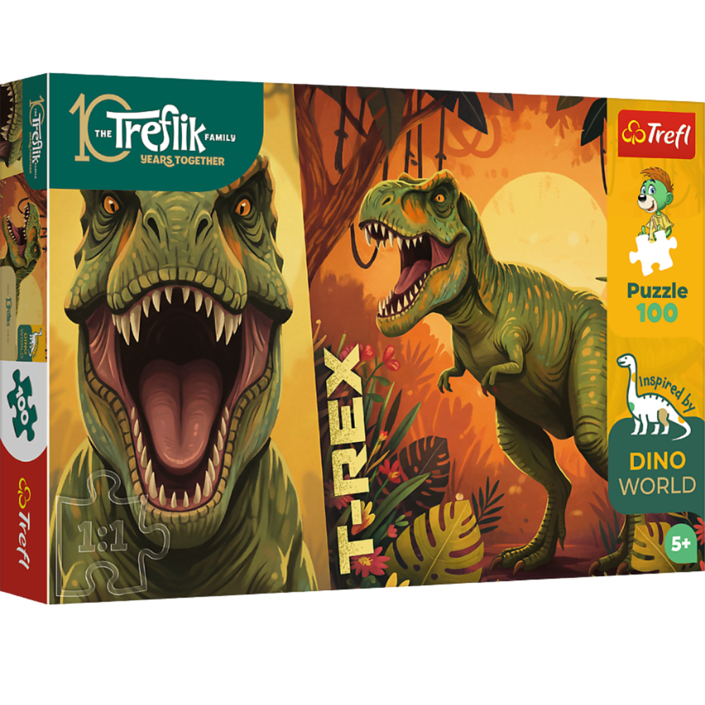 Puzzel - 100 - Inspired By Dino World – T-Rex Familie Treflik - Trefl 16578