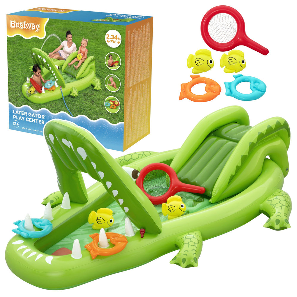 Waterspeeltuin met glijbaan, krokodil-accessoires, Bestway 53169