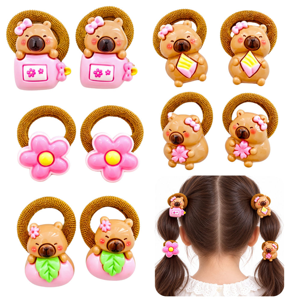 Capibara haarelastiekjes Pink Elements set van 10 elastiekjes