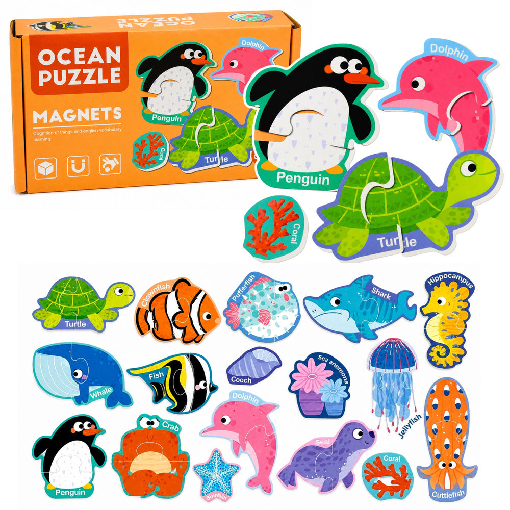 Magnetische puzzel zeedieren koelkastmagneten educatief speelgoed 30-delig