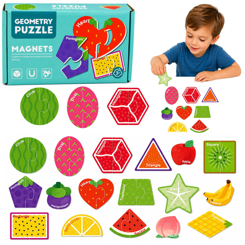 Magnetische leerpuzzel fruit, magneten voor schoolborden en koelkasten, 30 stuks