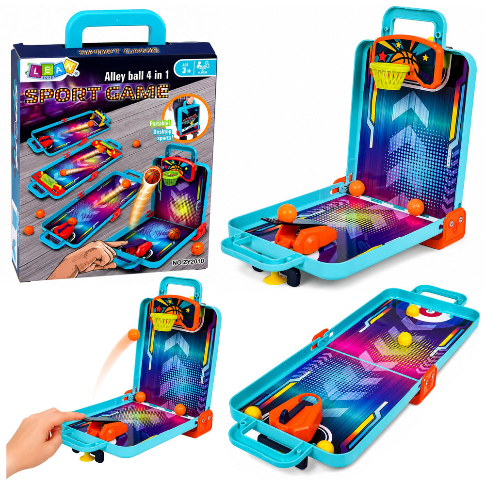 Mini-arcadespel 3-in-1 basketbal flipperkast bowlen draagbare koffer