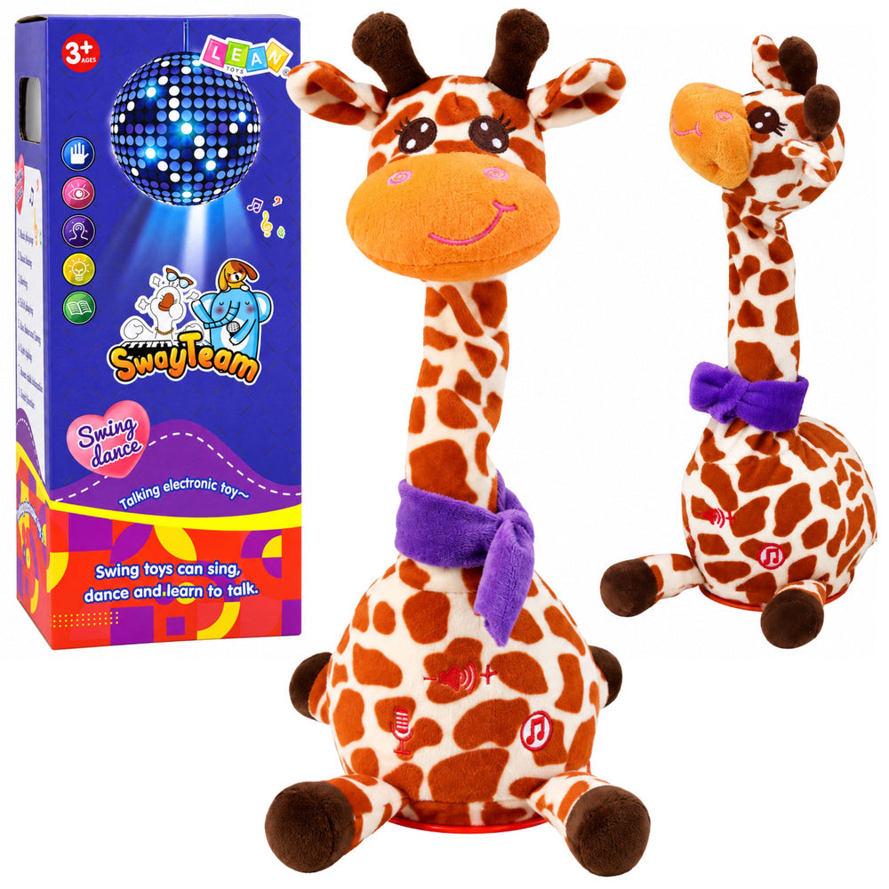 Interactieve pluche giraf danst, zingt en herhaalt geluiden, bruin, 30 cm