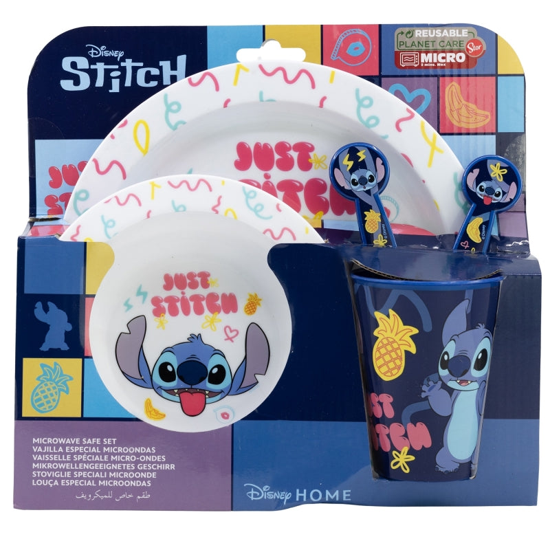 Disney Stitch - 5-delige magnetronbestendige serviesset uit de Palms-collectie (bord, kom, beker, vork, lepel) (2)