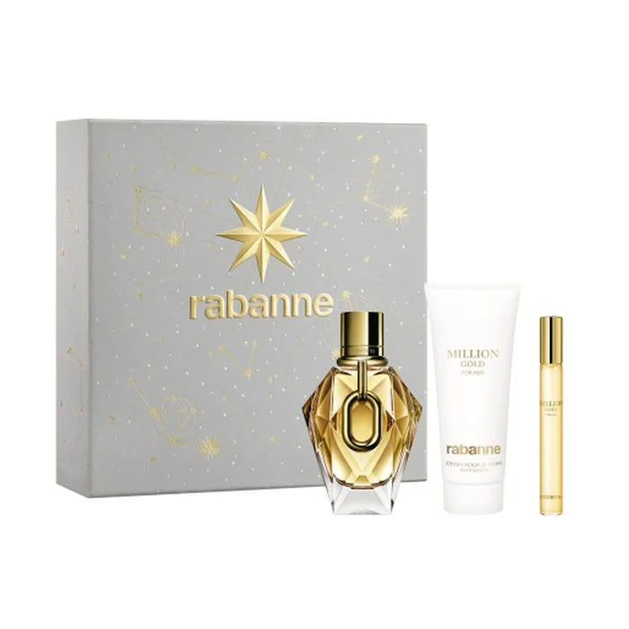 Rabanne Million Gold For Her Eau de Parfum Spray 90ml Set 3 artikelen