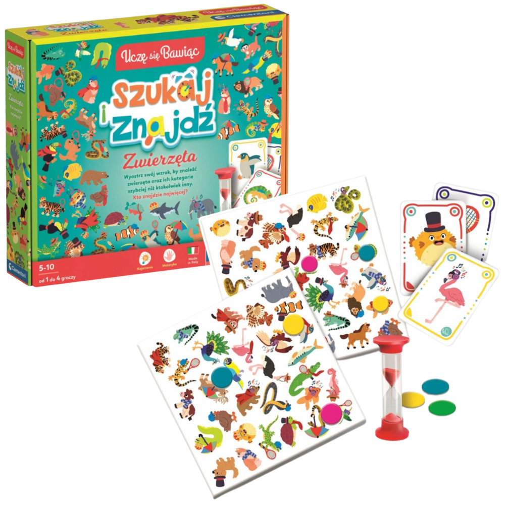 Bordspel Zoeken en Vinden Dieren Poolse taal Clementoni 50291