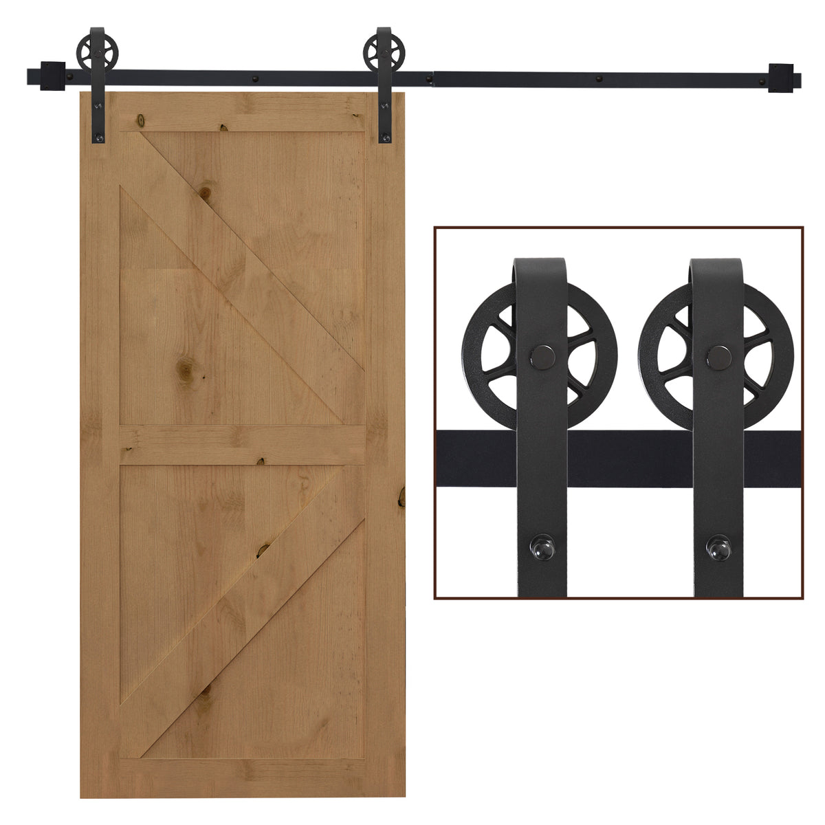 Glijrailset voor schuifdeur, rustiek design, koolstofstaal, 200x4x0,6 cm, tot 90 kg, zwart