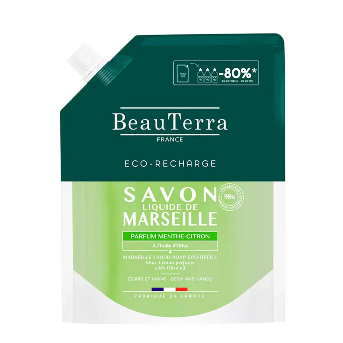 Beauterra Marseille Zeep Munt-Citroen Navulling 900ml