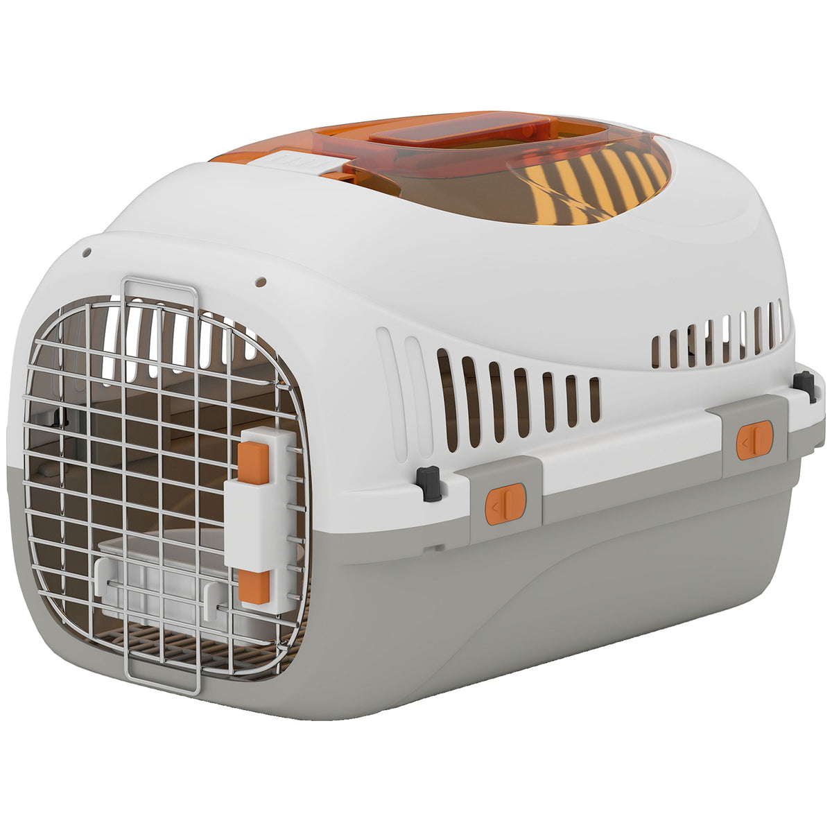 Transportbox hondentransportbox voor kat miniature honden tot 4kg hondenbench met dakopening voerbak 49x32x31cm